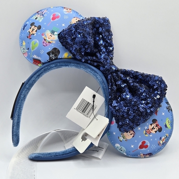 Loungefly Disney Parks Cuties Minnie Mouse Ears with Blue Sequin Bow - Picture 1 of 6